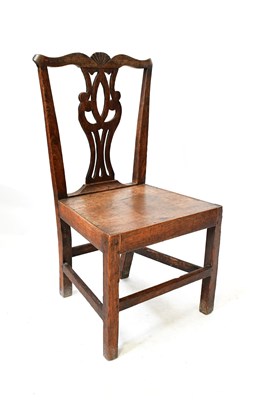 Lot 28 - A Georgian country made oak dining chair with...