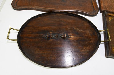 Lot 38 - Three 20th century inlaid oak butler's trays...