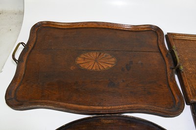 Lot 38 - Three 20th century inlaid oak butler's trays...