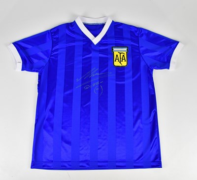 Lot 2684 - DIEGO MARADONA; a signed 'Hand of God' retro...