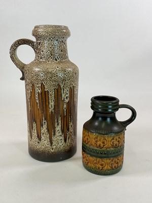 Lot 287 - Two West German fat lava vases, taller height...