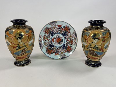 Lot 354 - Pair of Japanese Satsuma vases, height 25cm,...