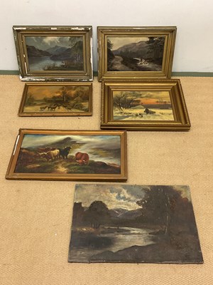 Lot 239 - UNATTRIBUTED; six oils on canvas, late...