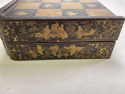 Lot 22 - A 19th century lacquered Chinoiserie detailed...