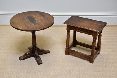 Lot 267 - A reproduction oak joint stool and a...