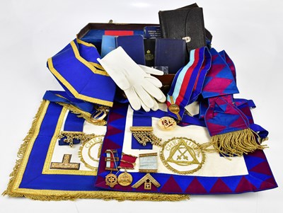 Lot 697 - A collection of Masonic regalia including...