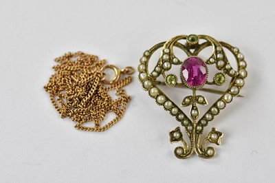 Lot 2505 - An Edwardian 9ct yellow gold seed pearl,...
