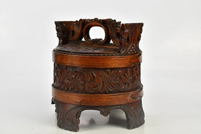 Lot 1231 - A Chinese carved wood wedding basket, height...