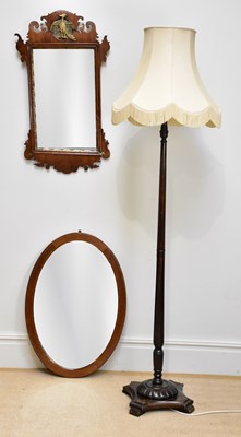 Lot 202 - An early 20th century oak standard lamp, a...