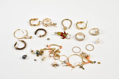 Lot 2498 - A pair of 9ct yellow gold hoop earrings, a...
