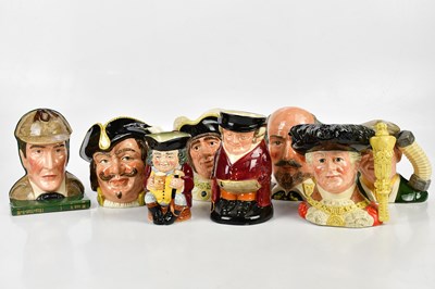 Lot 1523 - ROYAL DOULTON; five large size character jugs...