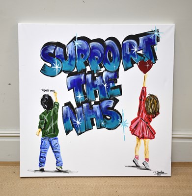 Lot 1605 - TONY DENTON; oil on canvas, 'Support the NHS',...