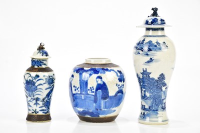 Lot 1212 - Three pieces of Chinese crackle glaze...