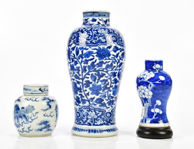 Lot 1185 - A Chinese blue and white vase, together with a...