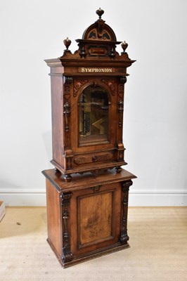 Lot 1100A - A 19th century upright walnut case Symphonion,...