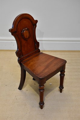 Lot 182 - A Victorian mahogany hall chair on turned...