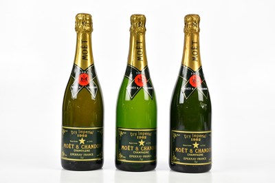 Lot 2734 - CHAMPAGNE; three bottles Moet & Chandon 1982,...