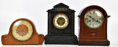 Lot 378 - A Victorian slate mantel clock of...