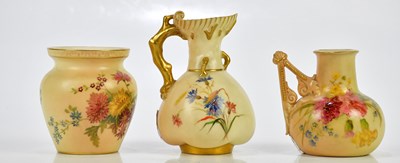 Lot 1345 - ROYAL WORCESTER; three pieces of blush ivory...