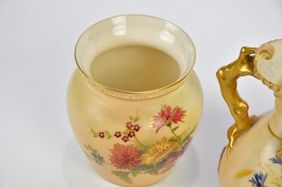 Lot 1345 - ROYAL WORCESTER; three pieces of blush ivory...