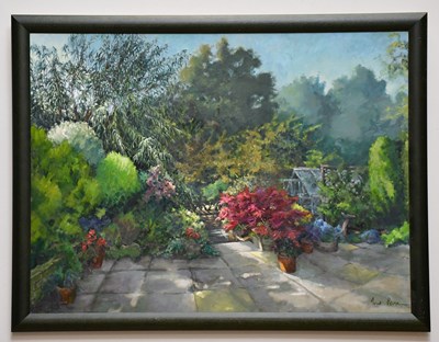 Lot 423 - JUNE BEVAN; oil on board, 'The Garden in June',...