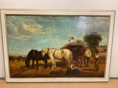 Lot 238 - UNATTRIBUTED; oil on canvas, a gathering in...