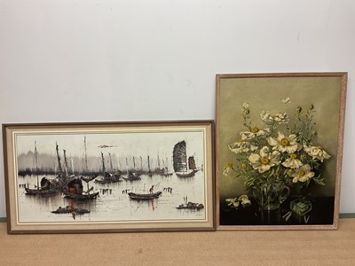 Lot 244 - UNATTRIBUTED; two mid century oils on canvas,...