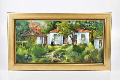 Lot 373 - JUNE BEVAN; oil on board, 'House behind the...