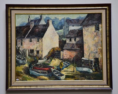 Lot 376 - JUNE BEVAN; oil on board, 'The Inner Harbour',...