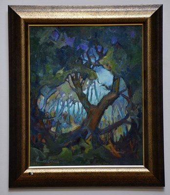 Lot 378 - JUNE BEVAN; oil on canvas, 'Moonlight', signed...