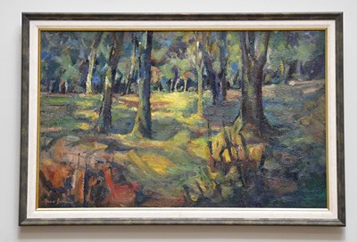 Lot 381 - JUNE BEVAN; oil on canvas, 'The Trunks in...