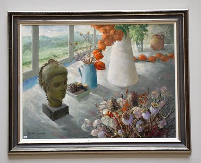 Lot 382 - JUNE BEVAN; oil on board, 'Head with Chinese...