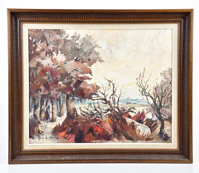 Lot 574 - JUNE BEVAN; oil on board, 'The Fallen Tree',...