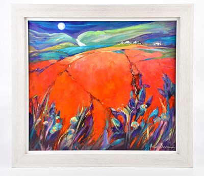 Lot 399 - JUNE BEVAN; oil on board, 'The Red Fields',...