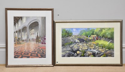 Lot 349 - JUNE BEVAN; two watercolours, "Ashness Bridge,...