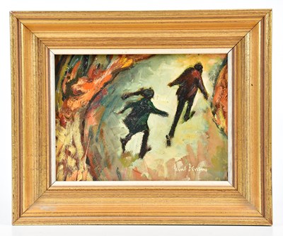 Lot 318 - JUNE BEVAN; oil on board, 'The Runaways',...