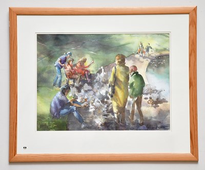 Lot 362 - JUNE BEVAN; watercolour, 'Finding the Geese II'...