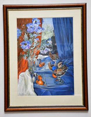 Lot 364 - JUNE BEVAN; acrylic, 'Pot Pourri with Satsumas'...