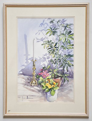 Lot 369 - JUNE BEVAN; watercolour, 'Umbrella Plan...