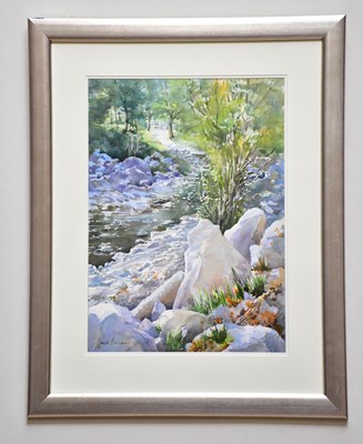 Lot 361 - JUNE BEVAN; watercolour, 'The White Rock',...