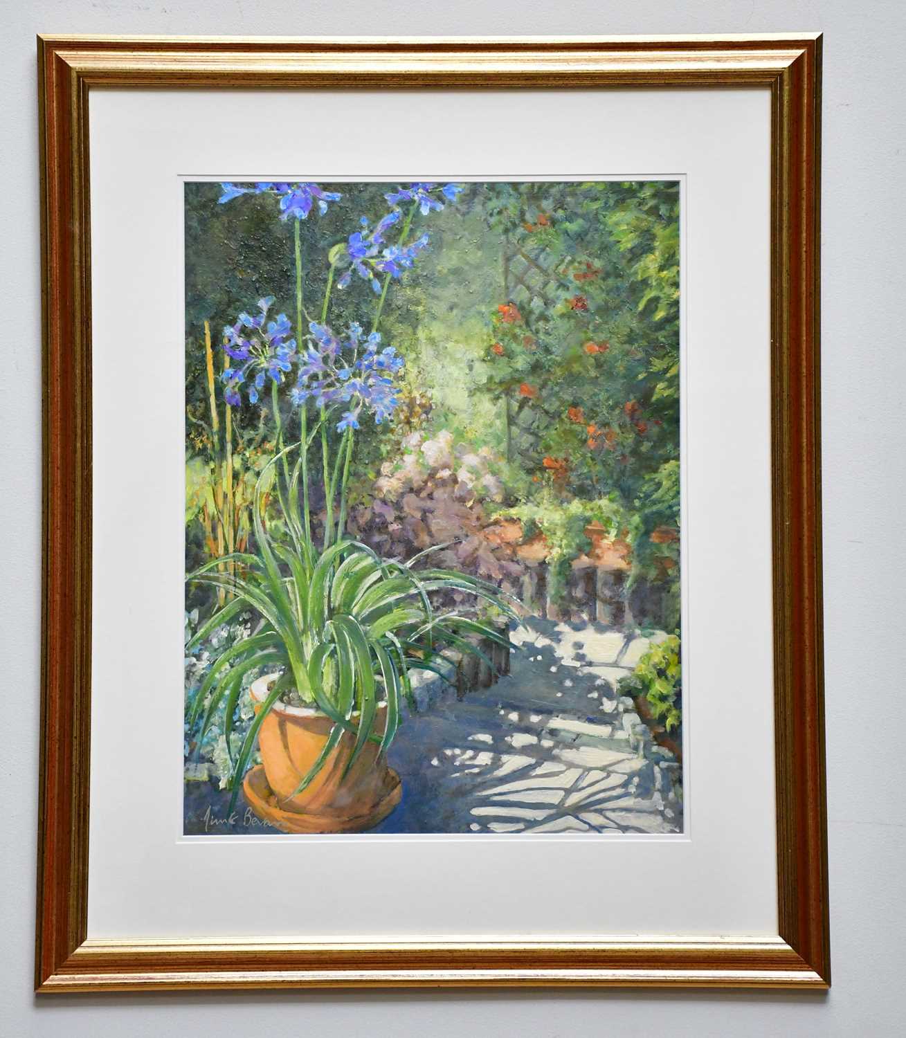 Lot 285 - JUNE BEVAN; watercolour, 'Agapanthus in