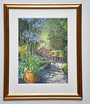 Lot 285 - JUNE BEVAN; watercolour, 'Agapanthus in Artist'...