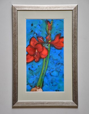 Lot 290 - JUNE BEVAN; watercolour, 'Amaryllis', signed...