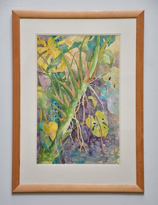 Lot 278 - JUNE BEVAN; watercolour, 'Wild Monstera...