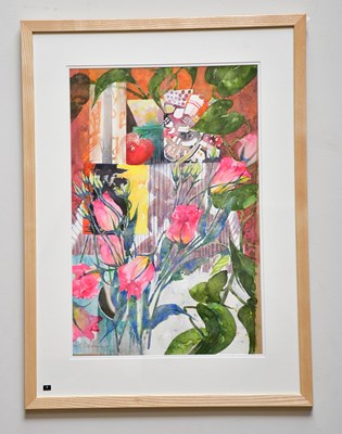 Lot 343 - JUNE BEVAN; watercolour, 'Pink Lisianthus,...