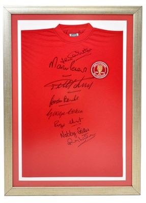 Lot 358 - ENGLAND WORLD CUP; a framed autographed 40th...