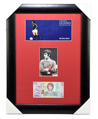 Lot 350 - GEORGE BEST; a framed montage depicting an...