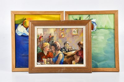 Lot 340 - JUNE BEVAN; a group of three oils on board,...