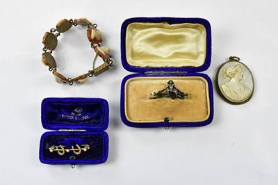Lot 2524 - A Victorian yellow metal and seed pearl bar...