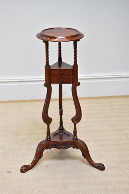 Lot 293 - A reproduction mahogany wig stand with two...